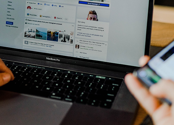 Laptop with Facebook on the screen